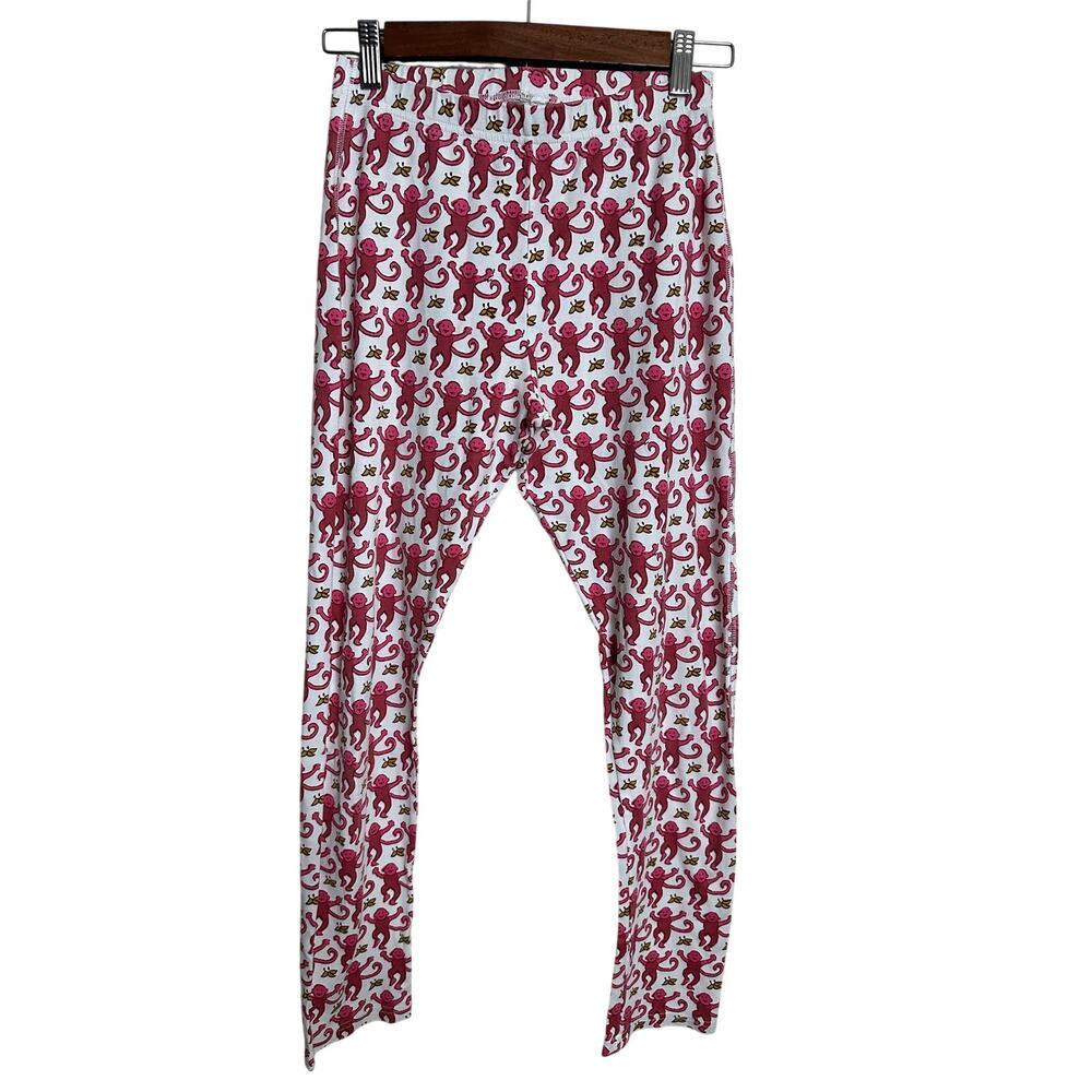 Roller Rabbit Pink Monkey Pajama Pants Womans XS 100% Pima Cotton Made in Peru